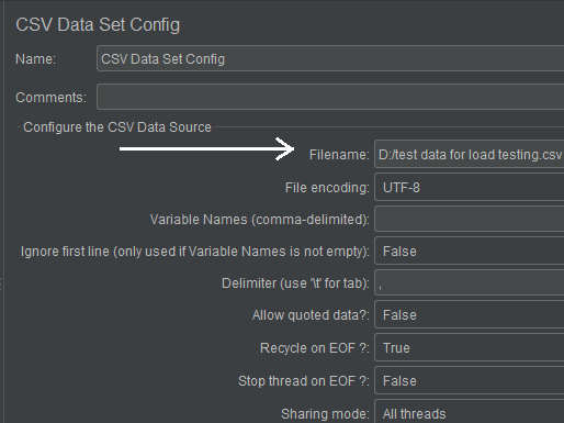 csv data set config